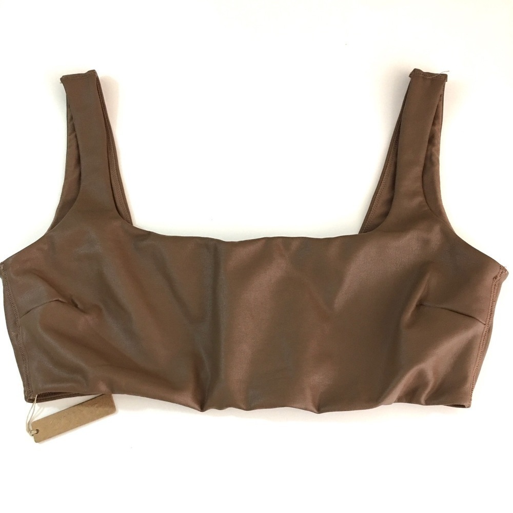 NWT SKIMS Faux Leather Bralette Jasper‎ 2X - Picture 6 of 14